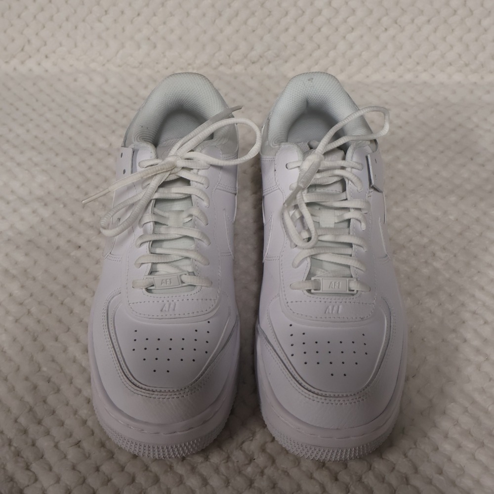 Nike Mens 10 Air Force 1 Shadow Triple White CI0919-100 Low Top Sneakers